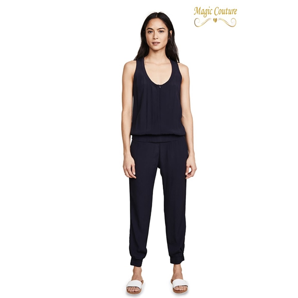 Monrow Crepe Basics Jumpsuit in Neptune Blue💙🖤💙